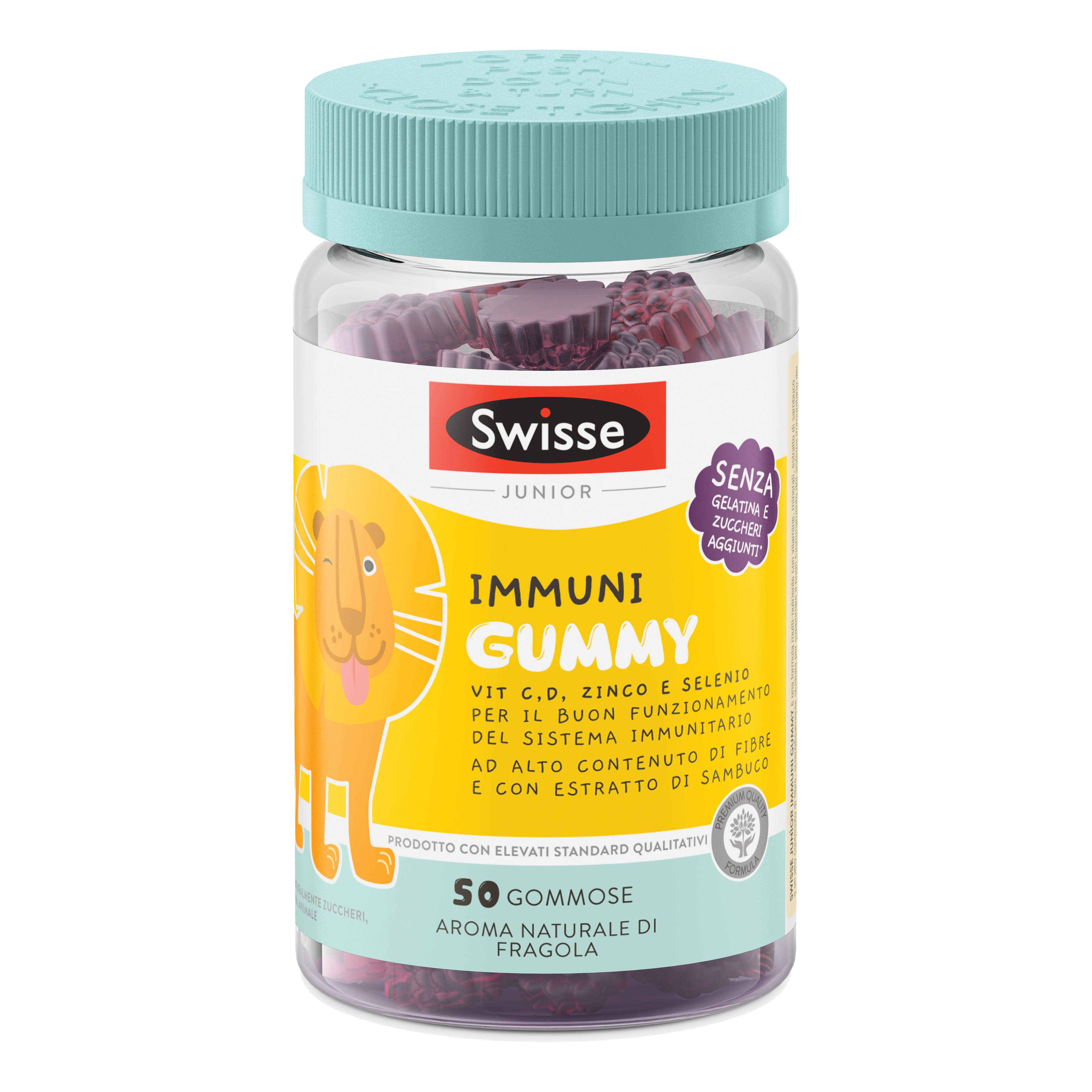 Swisse Junior Immuni Gummy - Integratore Per Stimolare Il Sistema Immunitario Dei Bambini - 50 Caramelle Gommose Gusto Fragola