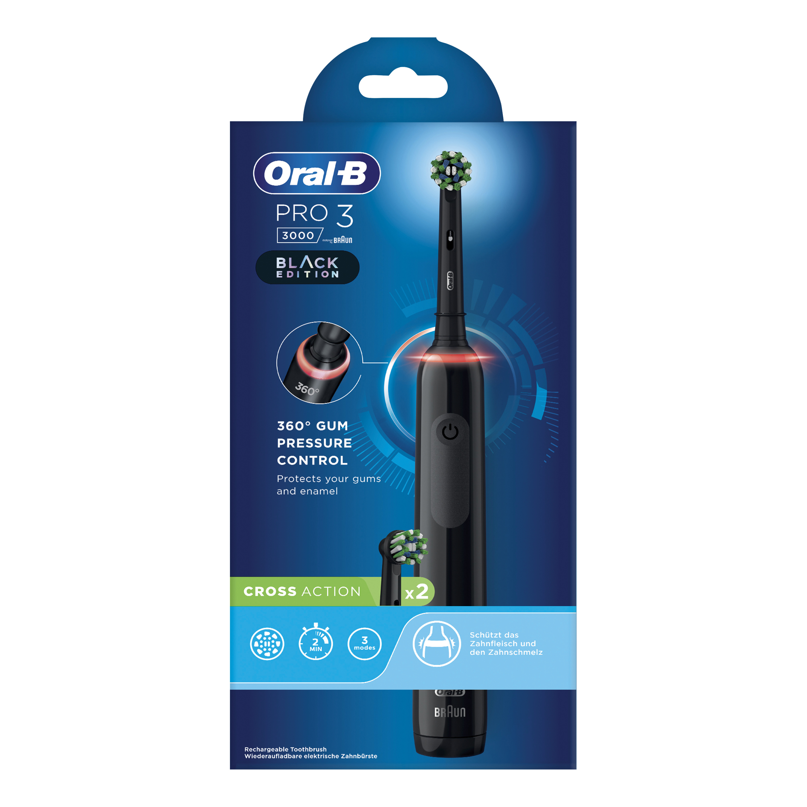 Oralb Pro 3 Black Spazz+2Ref