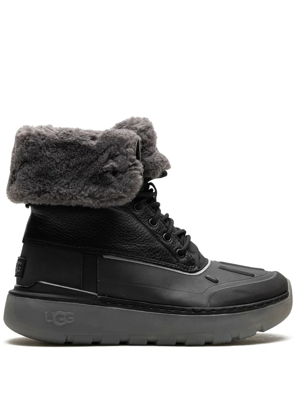 UGG lace-up leather ankle boots - Nero