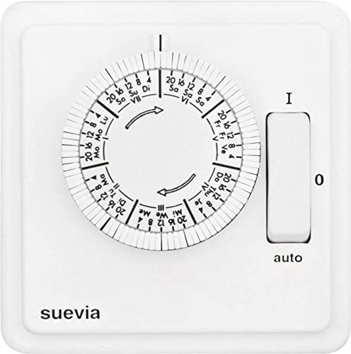 Suevia Su280439 - Timer Analogico Da Incasso, Programma Settimanale, 2200 W, Ip20, Programma On/Auto/Off
