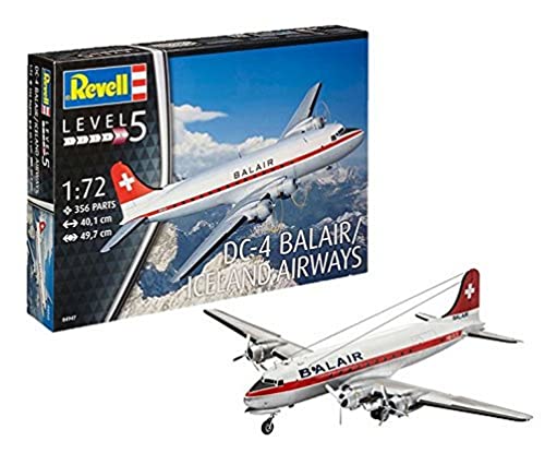 Revell 04947-Modellino Aereo Dc-4 Balair/Iceland Airways In Scala 1:72, Livello 5, Riproduzione Fedele All'Originale Con Molti Dettagli, Rv04947