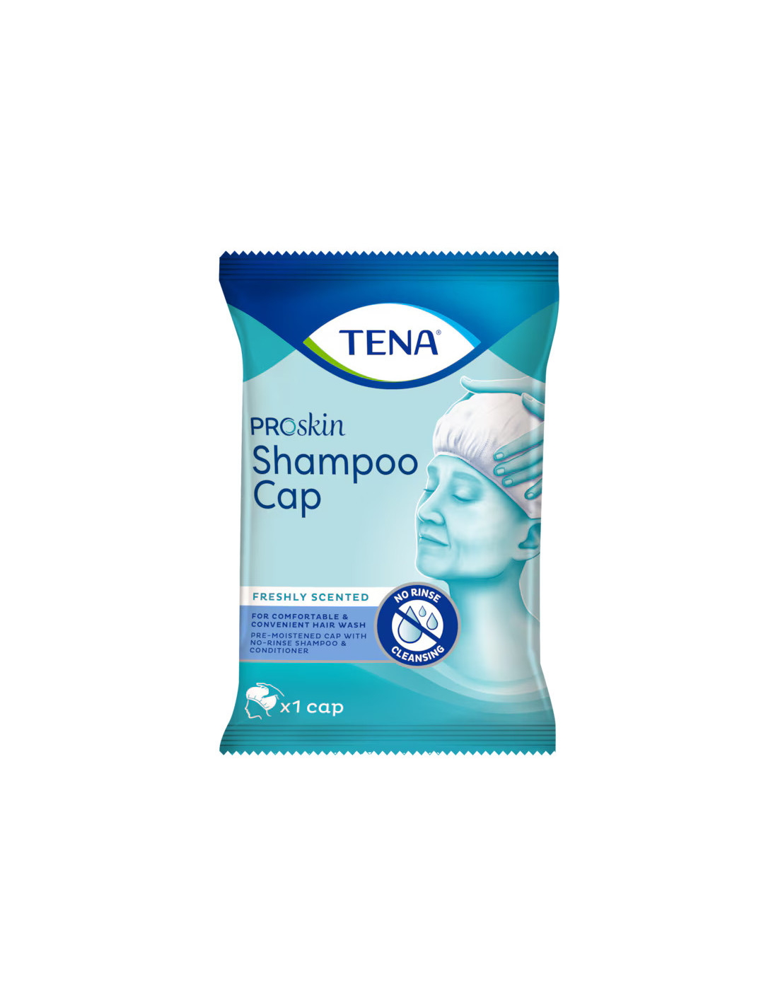 Tena Shampoo Cap Cuffia Monouso Umidificata Con Shampoo 1Pz