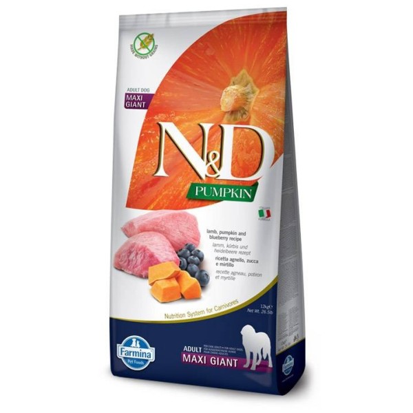 Farmina N&D Grain Free Zucca Agnello E Mirtillo Adult Maxi Giant 12 Kg (Gratis Spedizione)