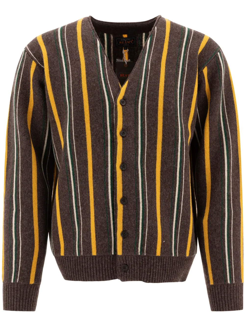 BEAMS PLUS striped cardigan - Marrone
