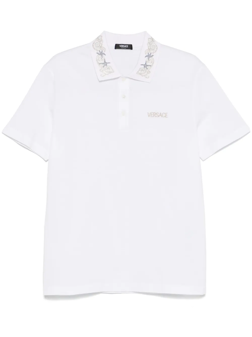 Versace logo-embroidered polo shirt - Bianco