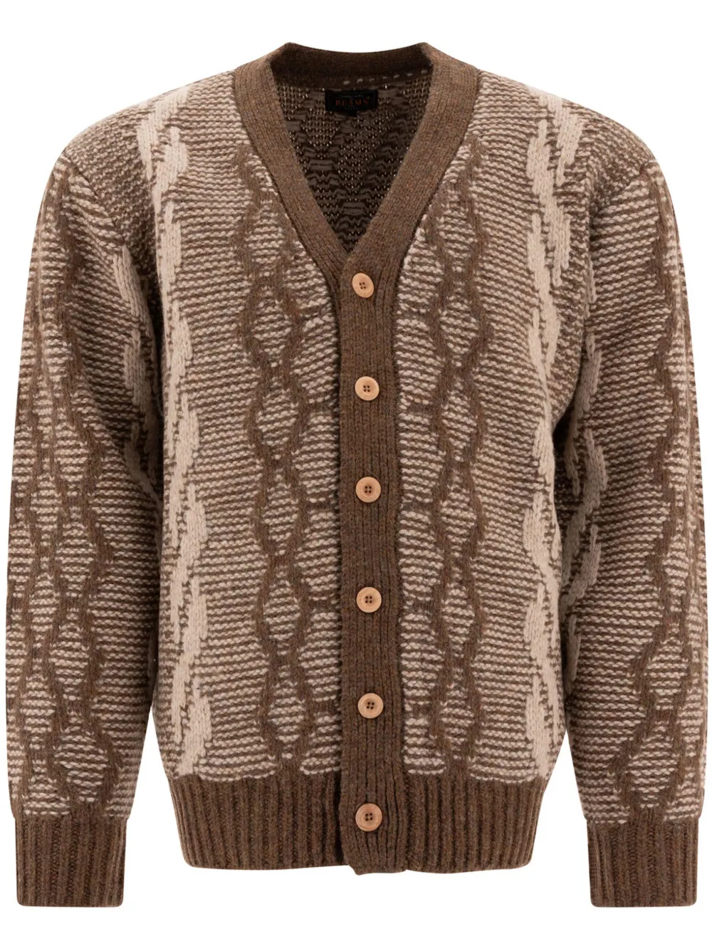 BEAMS PLUS jacquard cardigan - Marrone