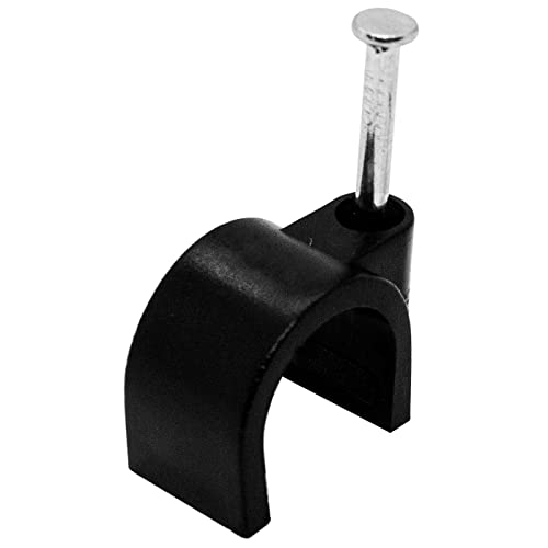Lumonic 100X Morsetto A Chiodo 4Mm Per Cavo Nero - Morsetto Per Cavo Con Chiodo Da 14Mm, Ad Esempio Per Il Montaggio A Parete - Morsetti Per Cavo Di D
