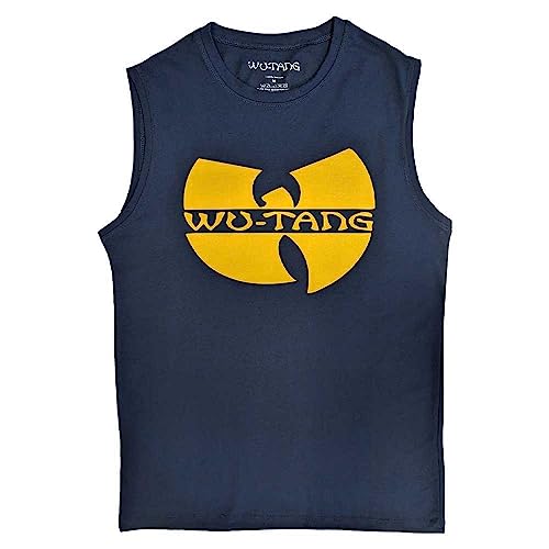 Wu-Tang Clan Tank Top Muscle T Shirt Logo Nuovo Ufficiale Unisex Demin Blu Size L