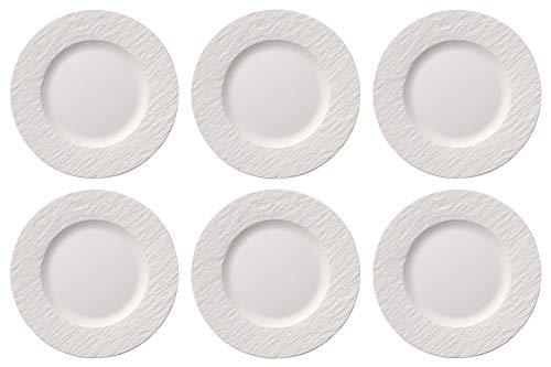 Villeroy & Boch Manufacture Rock Blanc - Set Di 6 Piatti Da Colazione, 22 Cm, Colore: Bianco