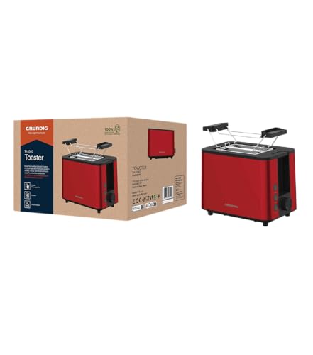 Grundig Ta8340 - Tostapane 950 W, Colore: Rosso