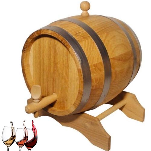 Botte porta vino con rubinetto capacita' 3 litri rovere damigiana portavino