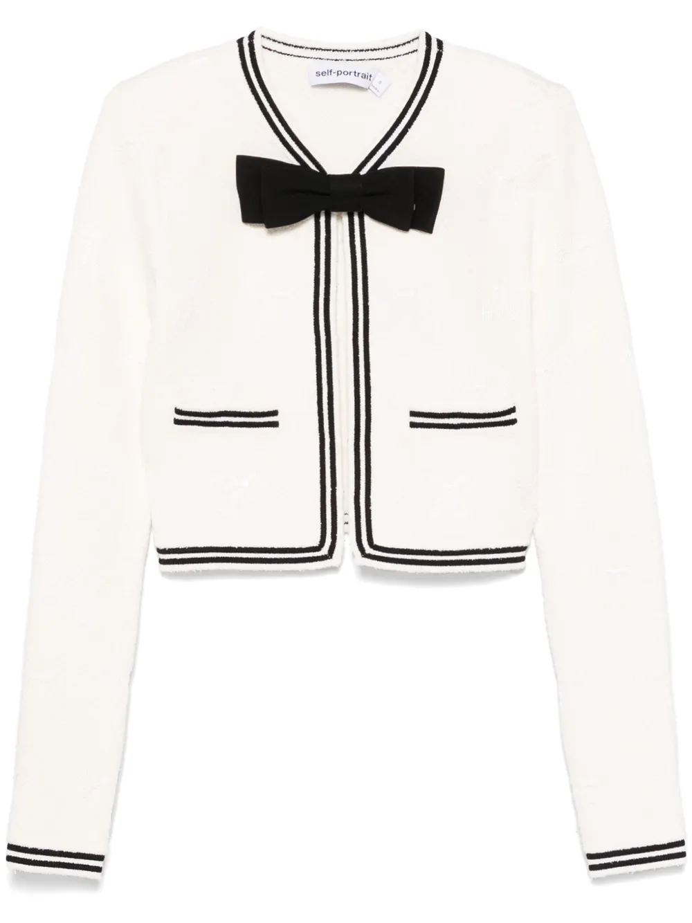 Self-Portrait bow-jacquard jacket - Toni neutri