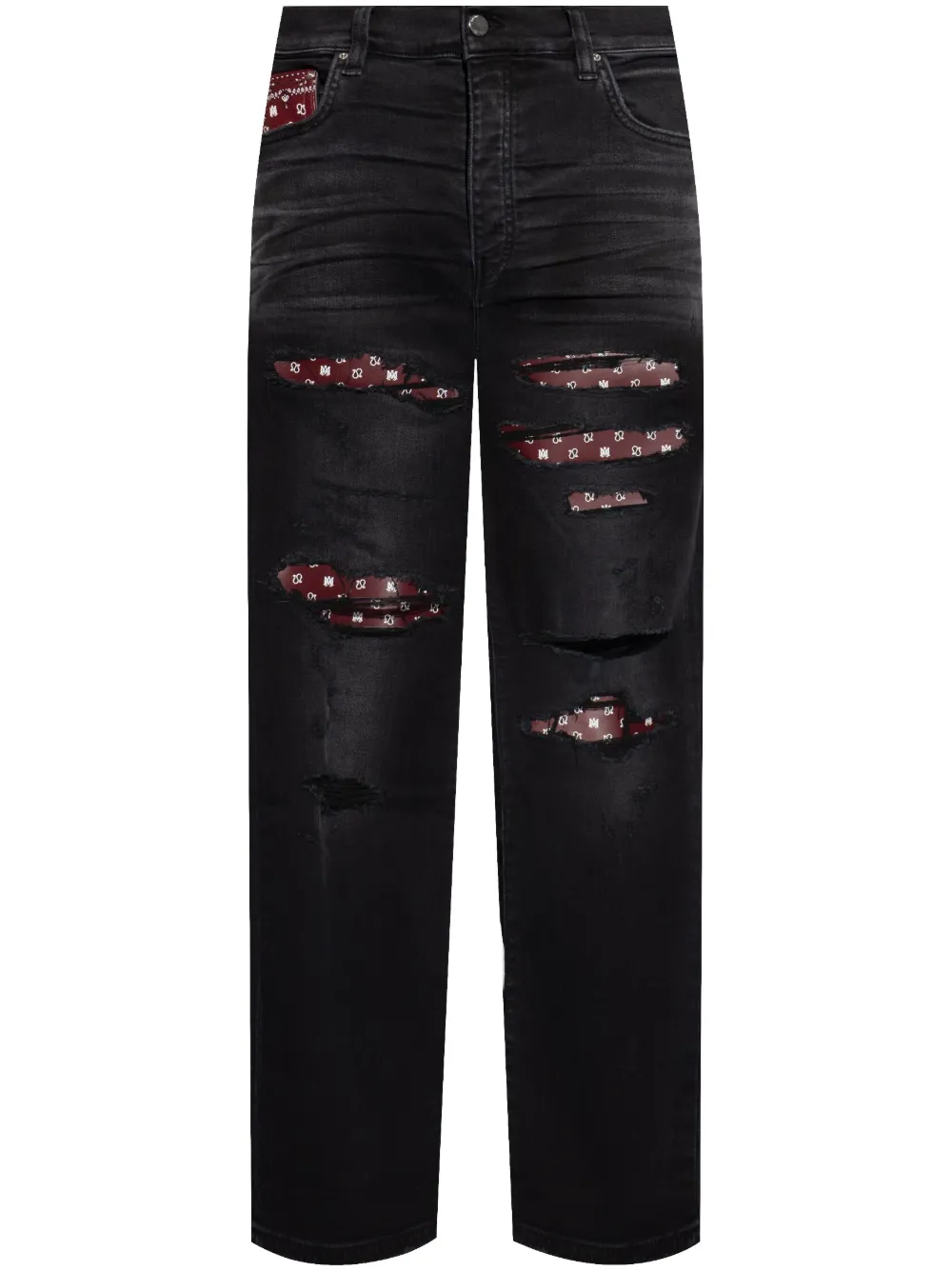 AMIRI distressed bandana-detail jeans - Nero