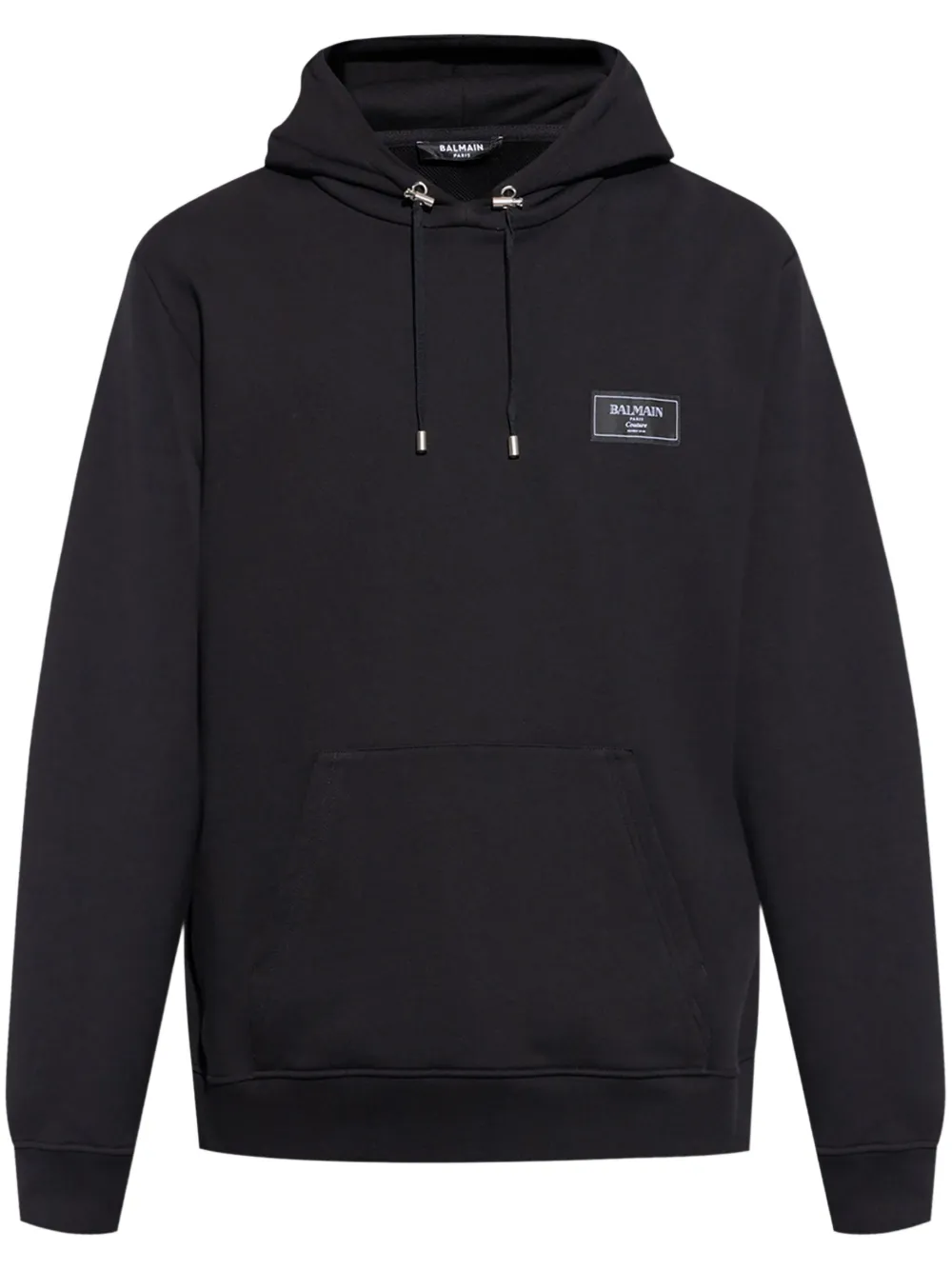Balmain logo-patch hoodie - Nero