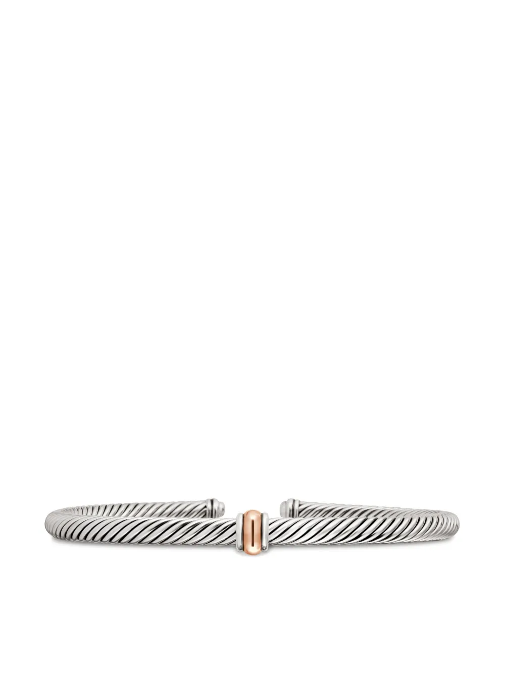David Yurman 18kt rose gold and sterling silver Classic Cable Station bracelet - Argento