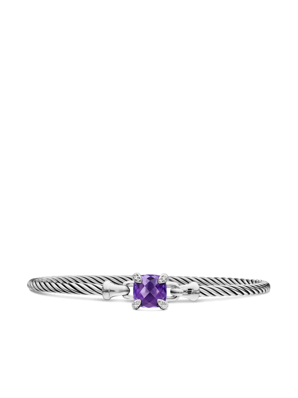 David Yurman sterling silver Chatelaine diamond and amethyst bracelet - Argento