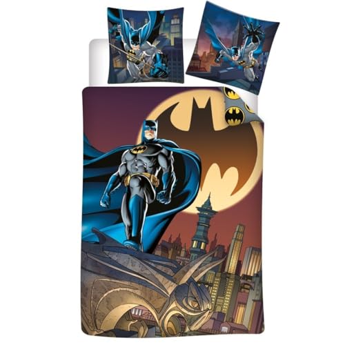 Parure Da Letto Batman, 1 Persona, Copripiumino 140 X 200 Cm + Federa 65 X 65 Cm, In Policotone