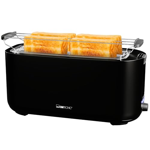Clatronic Tostapane 4 Fette | Tostapane Con Inserto Per Panini | Tostapane A Fessura Lunga Con Funzione Scongelamento/Riscaldamento/Arresto Rapido | T
