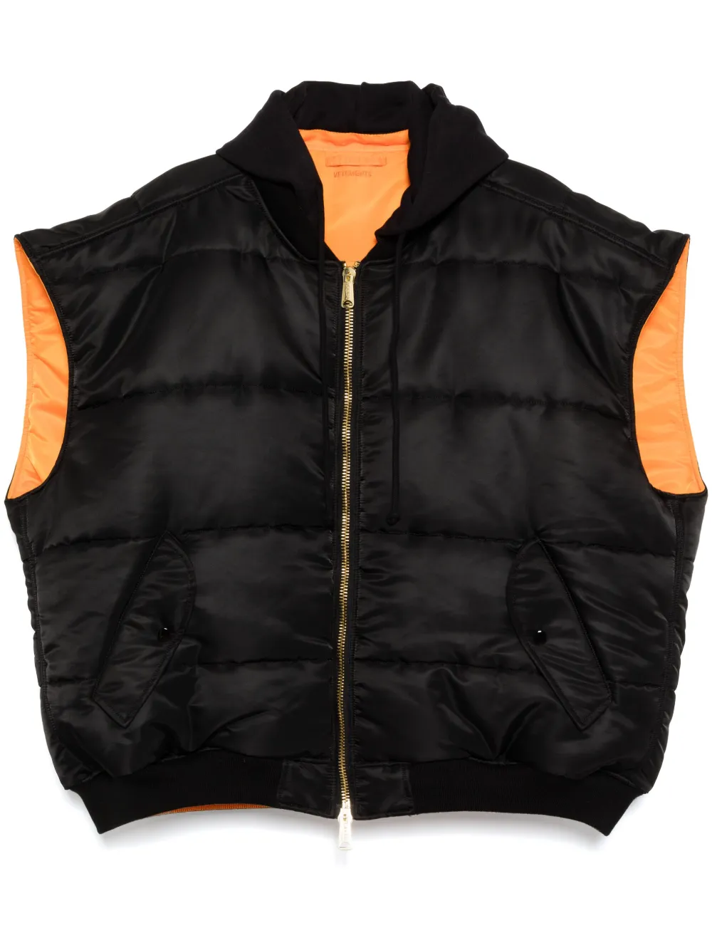 VETEMENTS hooded logo bomber vest - Nero