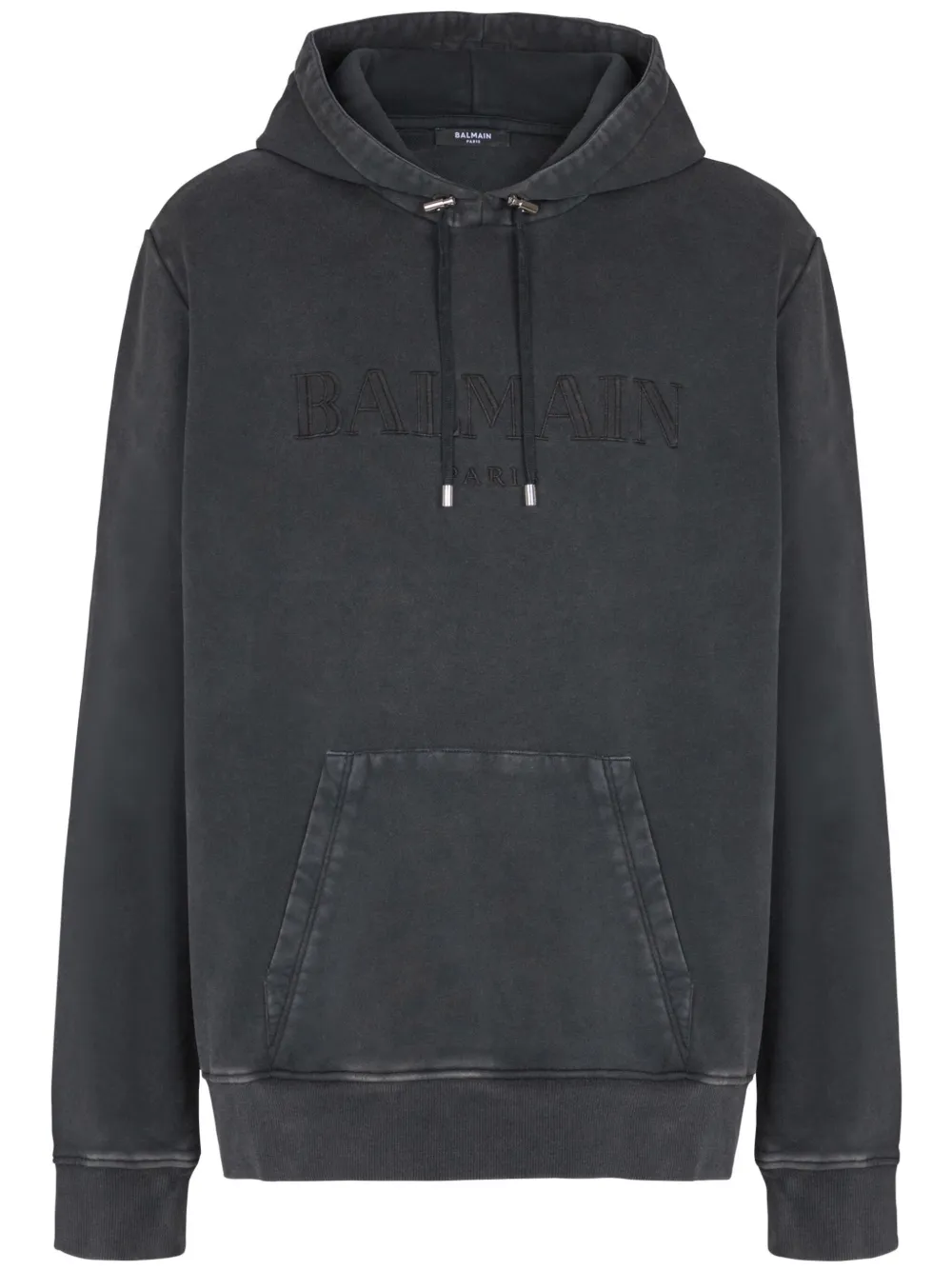 Balmain logo-embroidered hoodie - Grigio