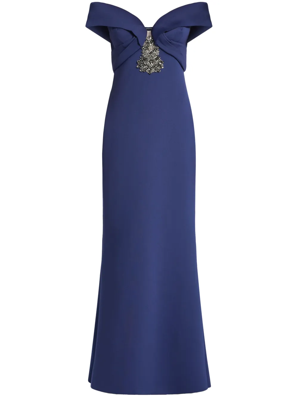 Badgley Mischka off-shoulder sweetheart-neck gown - Blu