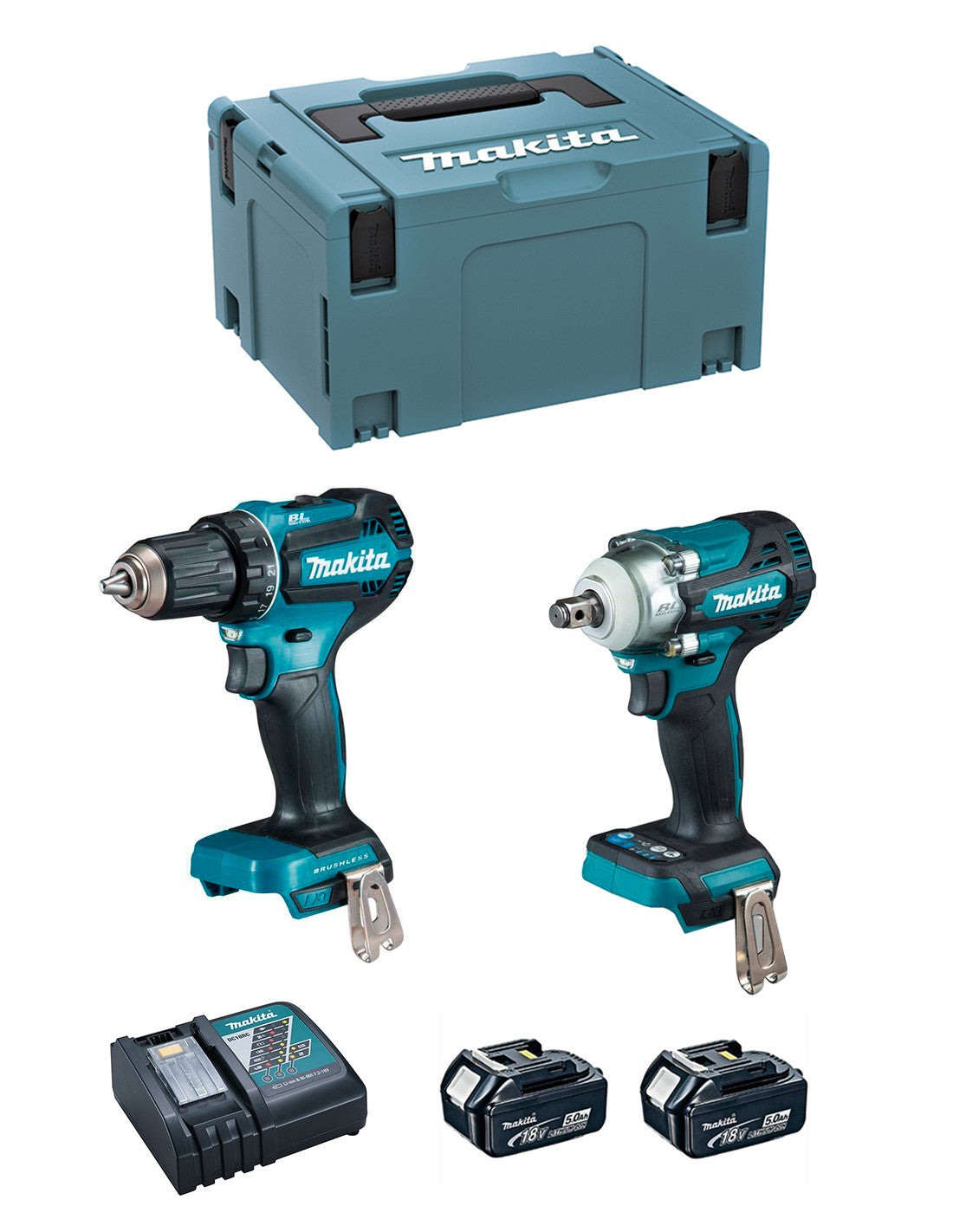 Makita kit dlx2452tj (ddf485 + dtw300 + 2 x 5,0.. 0088381747158