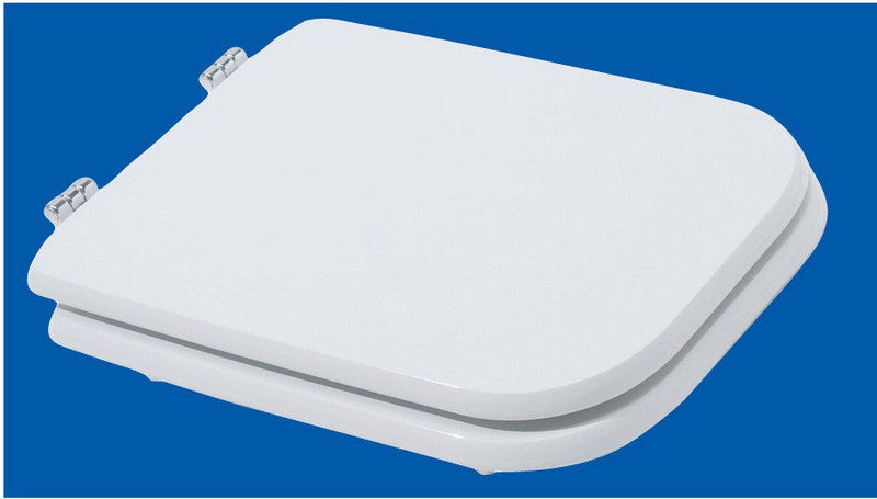 Copriwater wc bagno mod.conca in legno laccato bianco cm.34x41,3 sedile