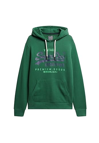 Superdry Classic Vl Heritage Hoodie Maglia Di Tuta, Verde Pino, S Uomo
