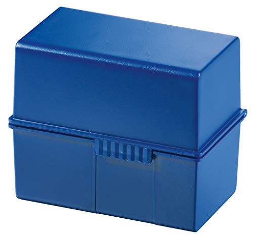 Schedario Han Signal Din A7 Orizzontale - 3 Pz., Design Traslucido E Attraente Per 300 Schede Con Cerniera In Acciaio, Blu, 977-14