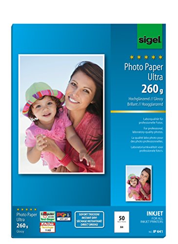 Sigel Ip641 Carta Fotografica, Inkjet Lucida, A4, 260 G, 50 Fg