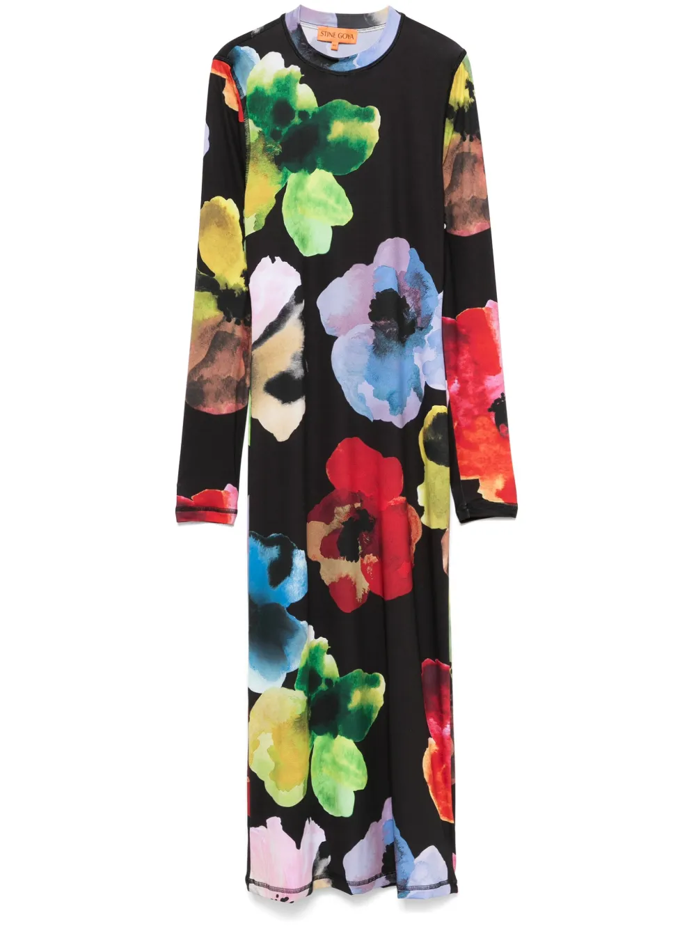 Stine Goya Abito midi Watercolour Bloom - Nero