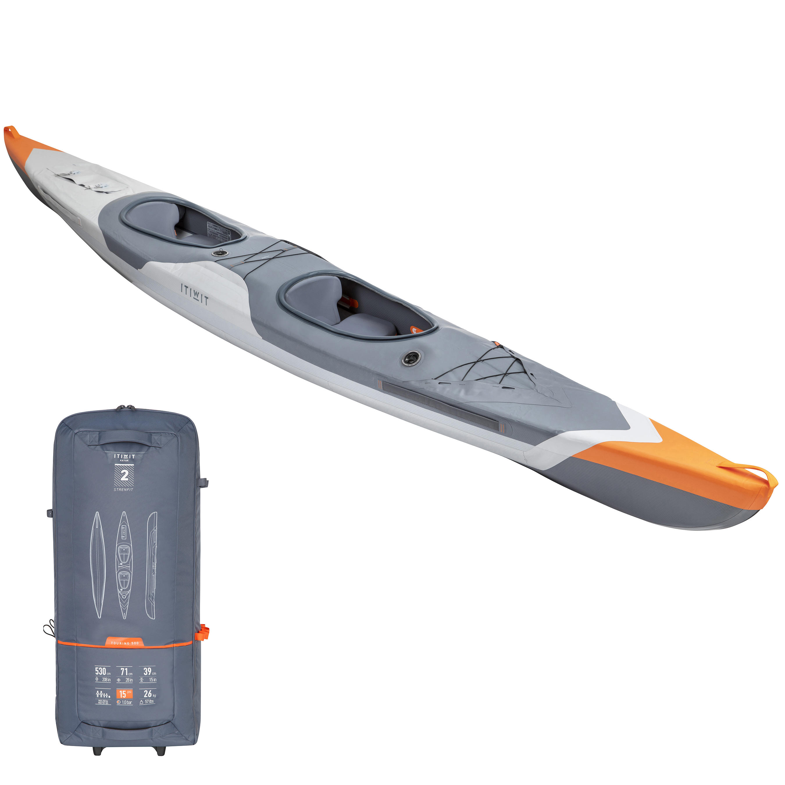 Decathlon | Kayak X500 gonfiabile drop stitch alta pressione 2 posti |  Itiwit