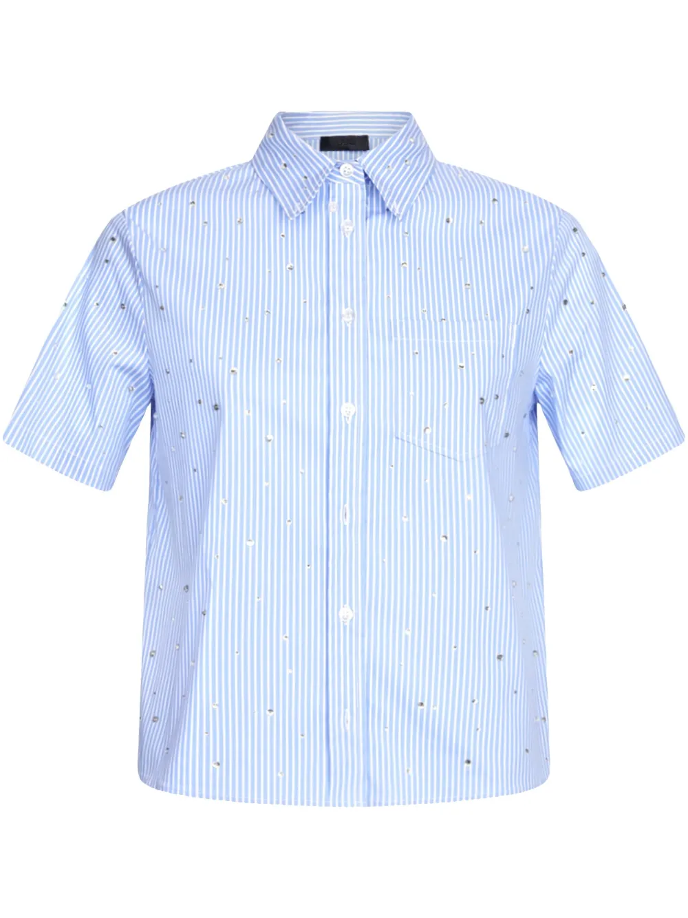 LIU JO Striped light blue boxy shirt