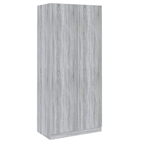 Armadio Grigio Sonoma 90X52X200 Cm In Legno Multistrato