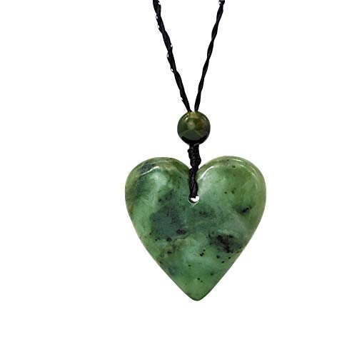 81Stgeneration Collana Pendente Donna Giada Nefrite Pietra Verde Cuore D'Amore Maori Tribal