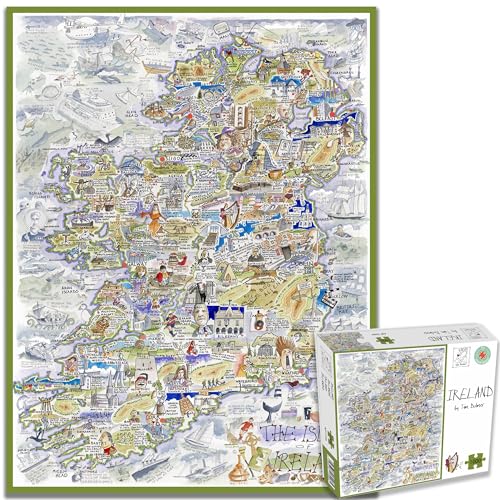 Puzzle Da 1000 Pezzi - Mappa Comica Dell'Irlanda, Opera D'Arte Di Tim Bulmer - Puzzle Comico Da 1000 Pezzi Per Adulti, Puzzle Colorato 66Cm X 50Cm, Pu