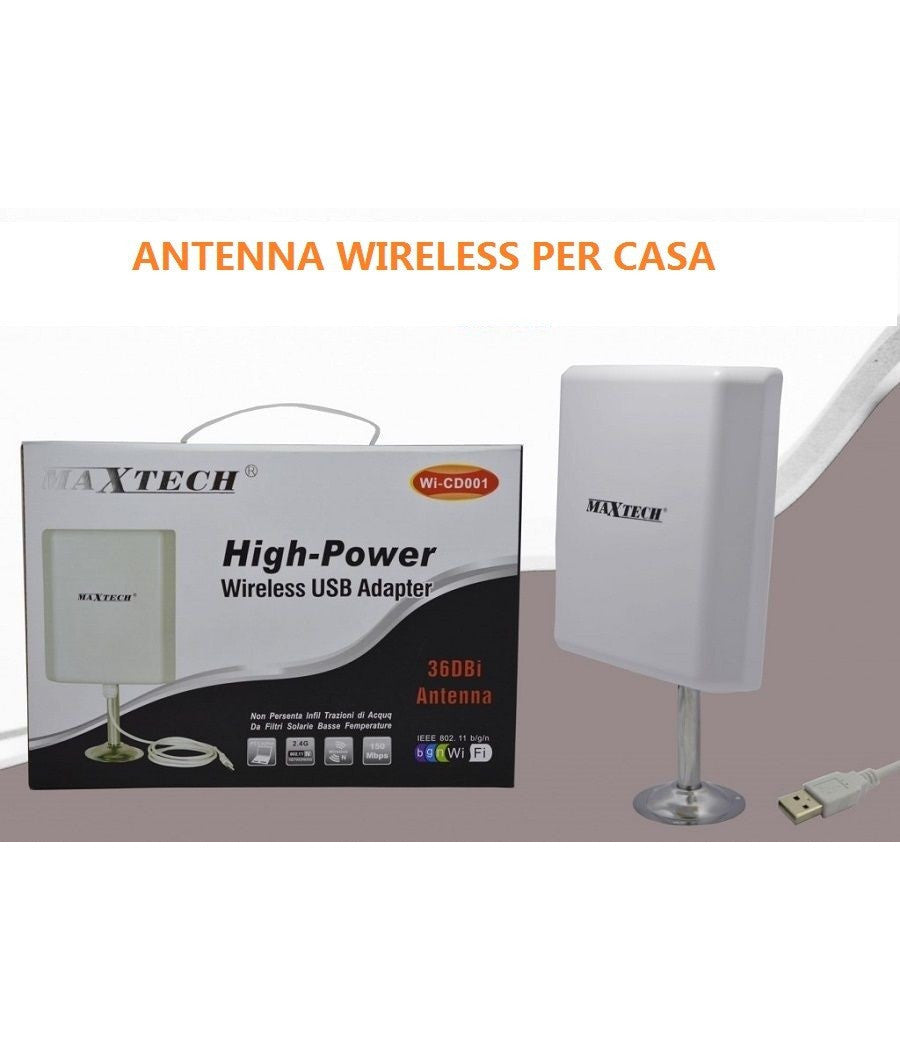 Adattatore wireless wi-fi amplificatore antenna 36dbi 150mbps wi-cd001