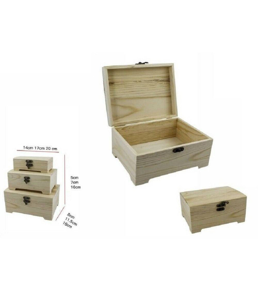 Set 3 scatole in legno dipinger decoupage portagioie matrioska scatola cofanetto