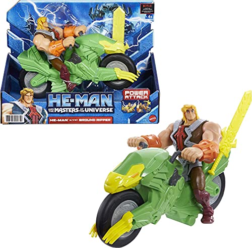 Masters Of The Universe He-Man And The Action Figure + Vehicle Based On Animated Series, Articulated Battle Characters, Gift For 4 Years And Older
