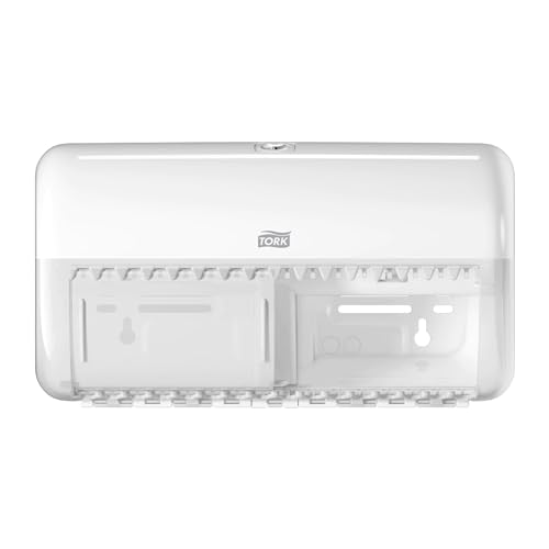 Tork 557000 Dispenser Doppio Rotolo Di Carta Igienica Tradizionale, Sistema T4, 15,8 Cm X 28,6 Cm X 15,3 Cm (Altez. X Largh. X Profon.), Elevation Des