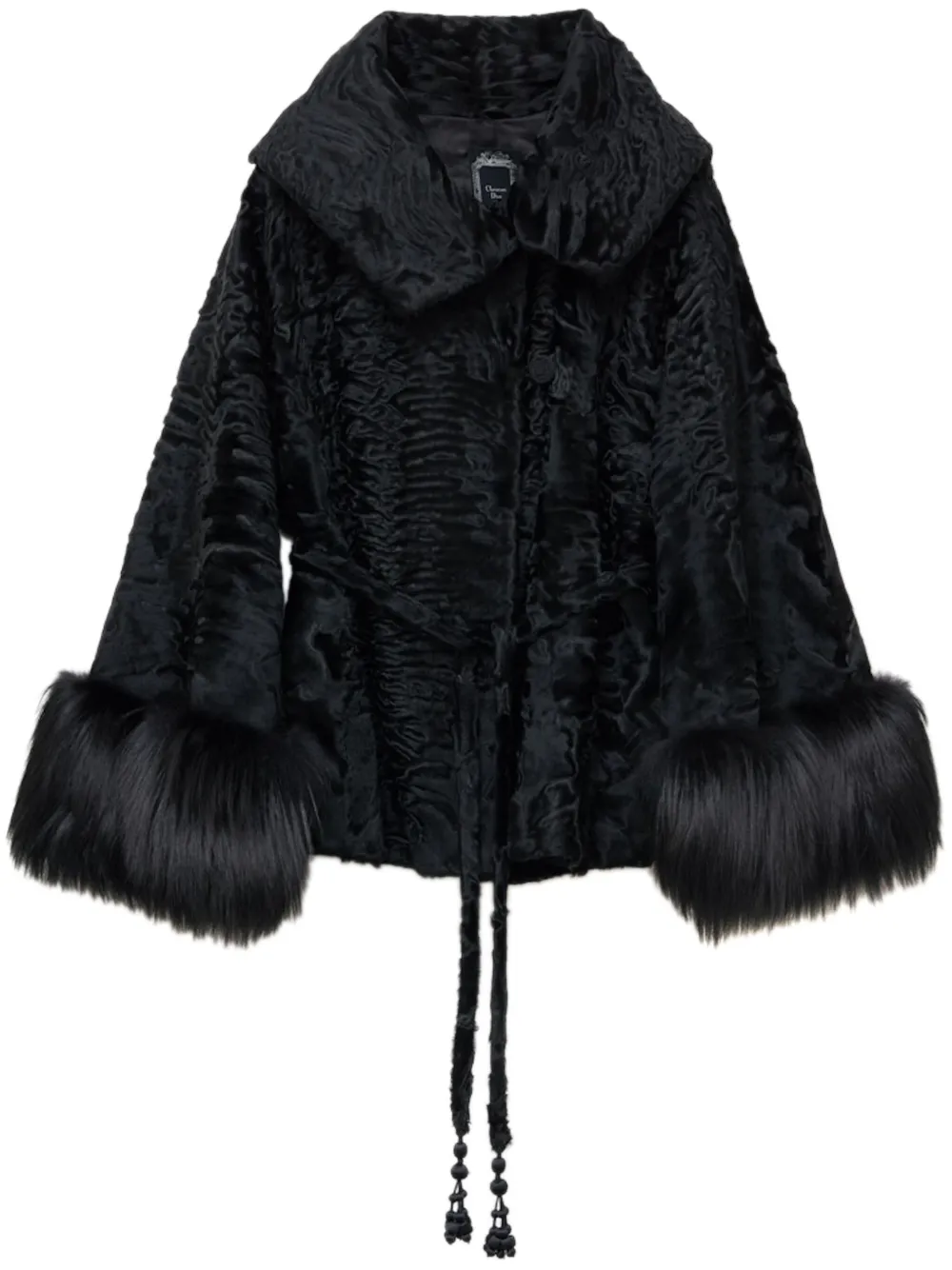 Christian Dior Pre-Owned fur-trim cuff jacket - Nero