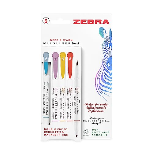 Zebra Pen Mildliner Penne A Doppia Punta, Pennarelli Per Adulti, Punta A Proiettile E Punta A Pennello, Penne Colorate Per Stile E Convenienza, Penne