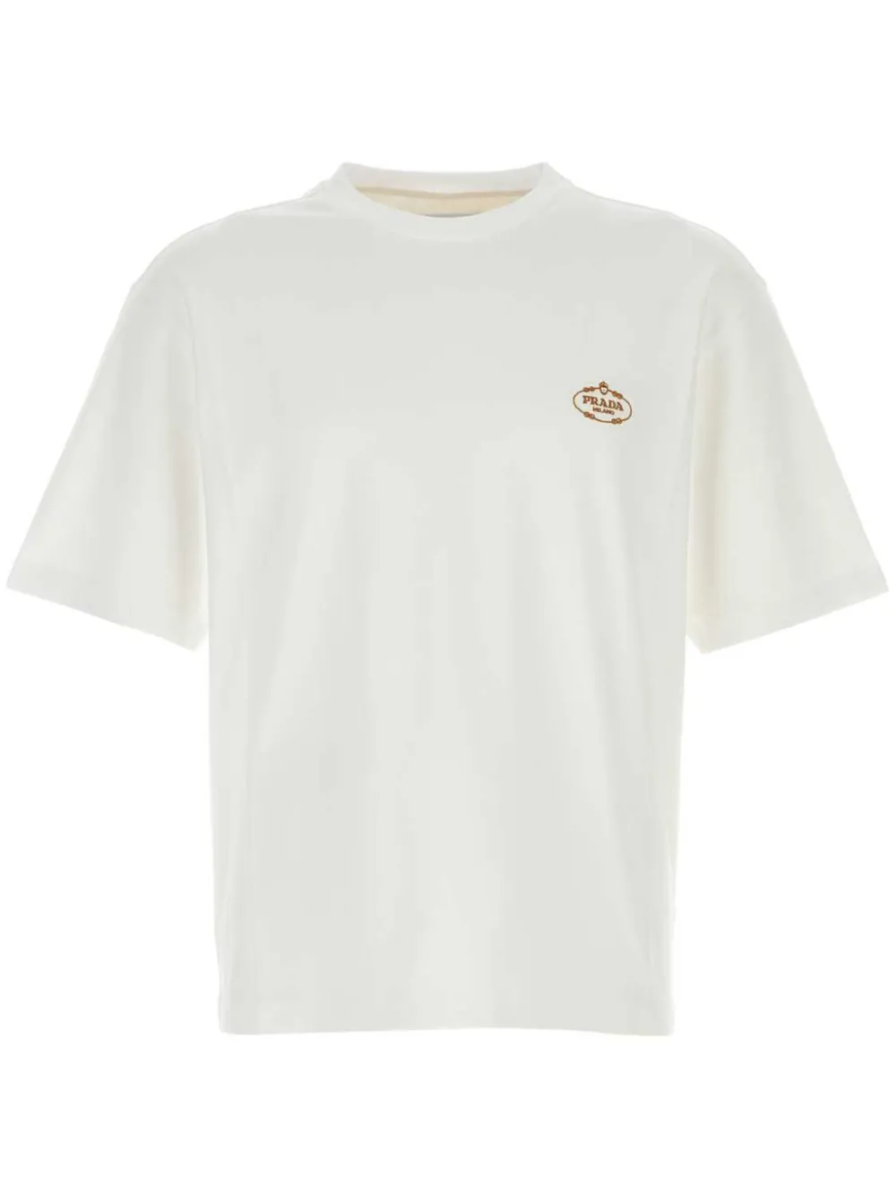 Prada logo-embroidered T-shirt - Bianco