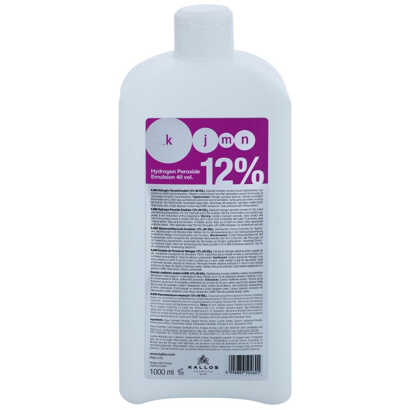 Kallos Kjmn Professional Hydrogen Peroxide Emulsione Attivatore 12% 40 Vol. Per Uso Professionale 1000 Ml