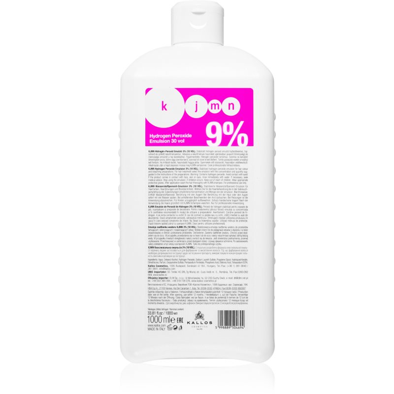 Kallos Kjmn Professional Hydrogen Peroxide Emulsione Attivatore 9% 30 Vol. Per Uso Professionale 1000 Ml