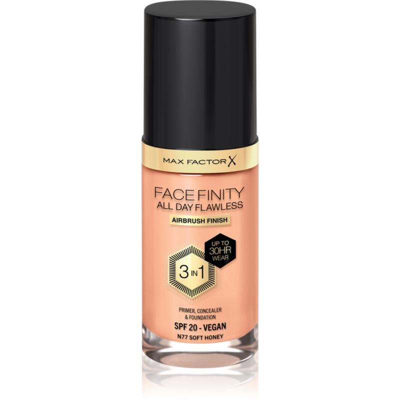 Max Factor Facefinity All Day Flawless Fondotinta Lunga Tenuta Spf 20 Colore 77 Soft Honey 30 Ml