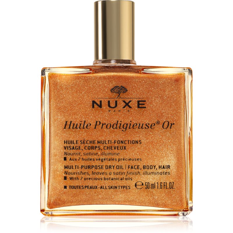 Nuxe Huile Prodigieuse Or Olio Secco Multifunzione Con Glitter Per Viso, Corpo E Capelli 50 Ml