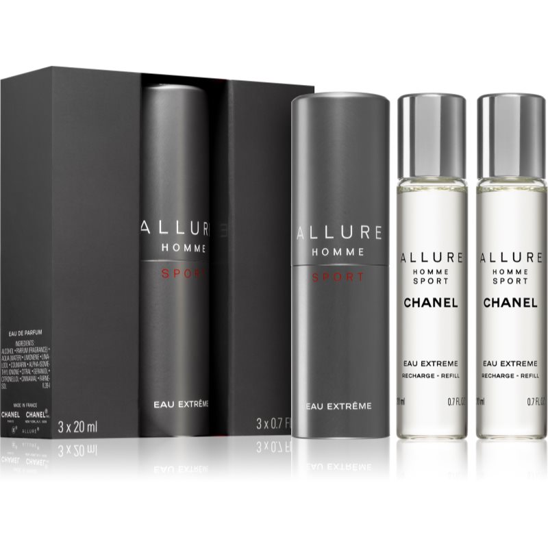 Chanel Allure Homme Sport Eau Extreme Eau De Parfum (1X Ricaricabile + 2X Ricariche) Per Uomo 3X20 Ml