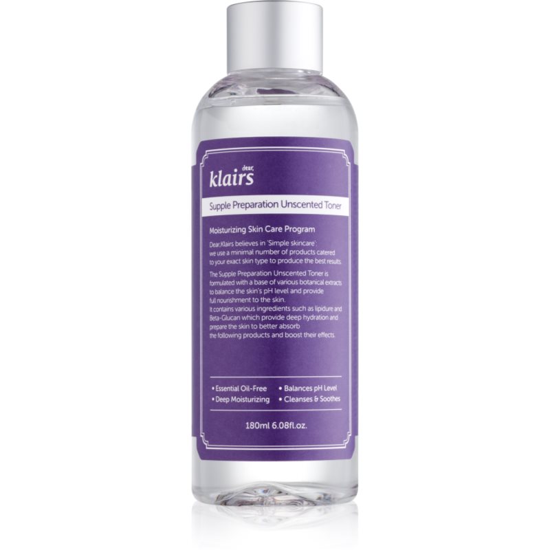 Klairs Supple Preparation Unscented Toner Lozione Tonica Idratante Riequilibrante Il Ph Della Pelle Senza Profumazione 180 Ml