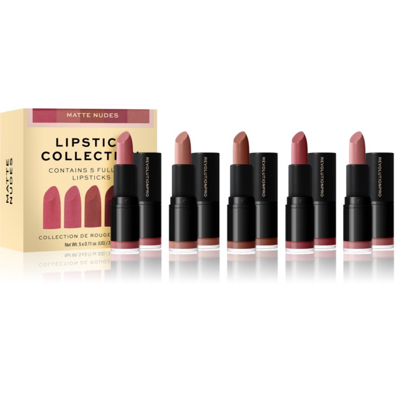 Revolution Pro Lipstick Collection Set Di Rossetti Colore Matte Nude 5 Pz